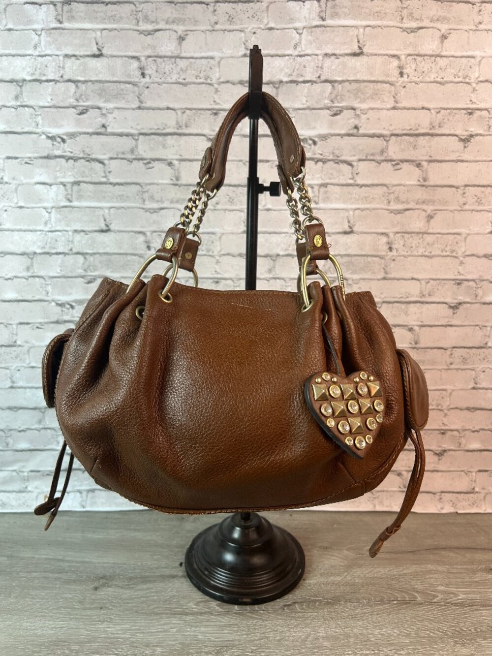 2000s Y2k Juicy Couture brown leather shoulder bag Daydreamer
